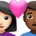 👩🏻‍❤️‍👨🏾 couple with heart: woman, man, light skin tone, medium-dark skin tone display on Apple